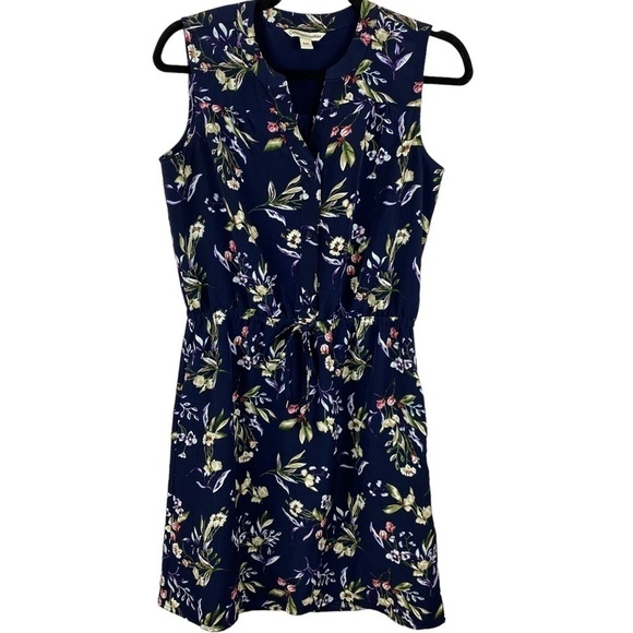 CATHERINE Malandrino Navy Blue Floral Sleeveless Dress Small - Picture 2 of 13